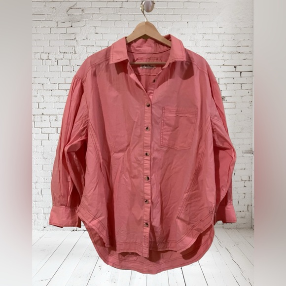 We The Free Happy Hour Solid Poplin Top Pink New With Tags - Picture 6 of 8